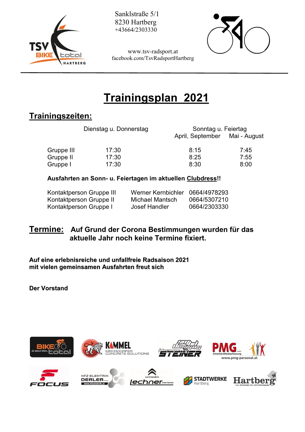 Trainingsplan 2021