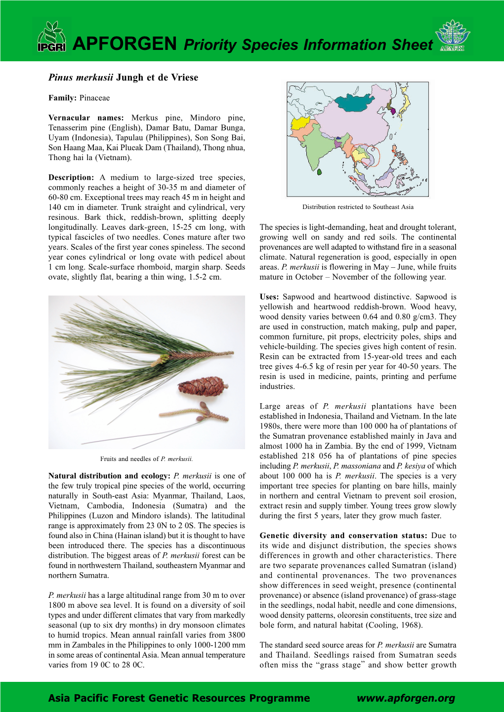 APFORGEN Priority Species Information Sheet