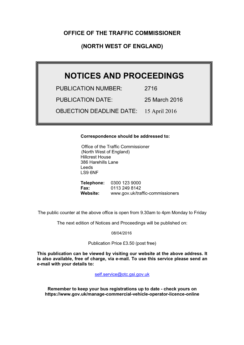 Notices and Proceedings