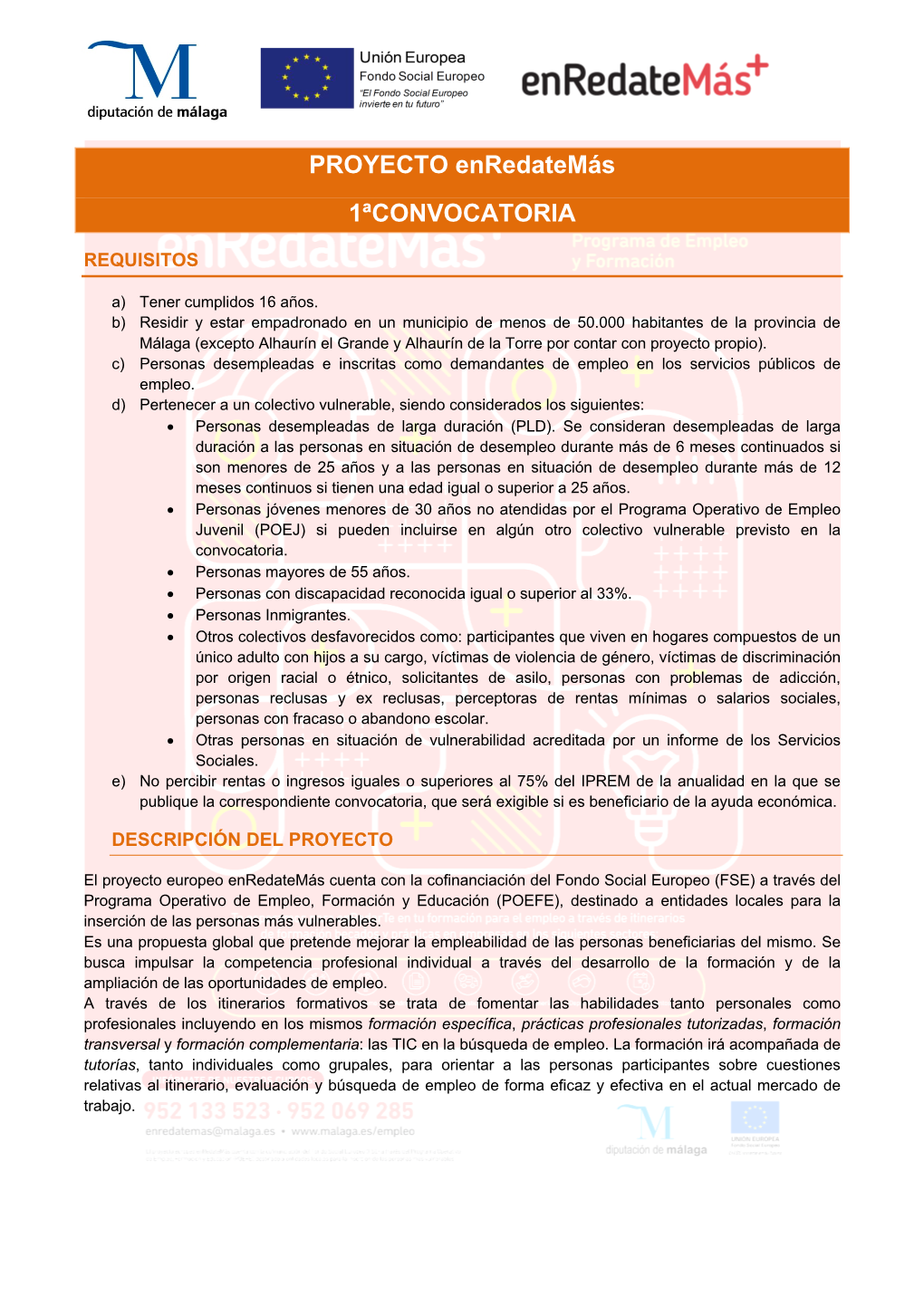 PROYECTO Enredatemás 1ªCONVOCATORIA