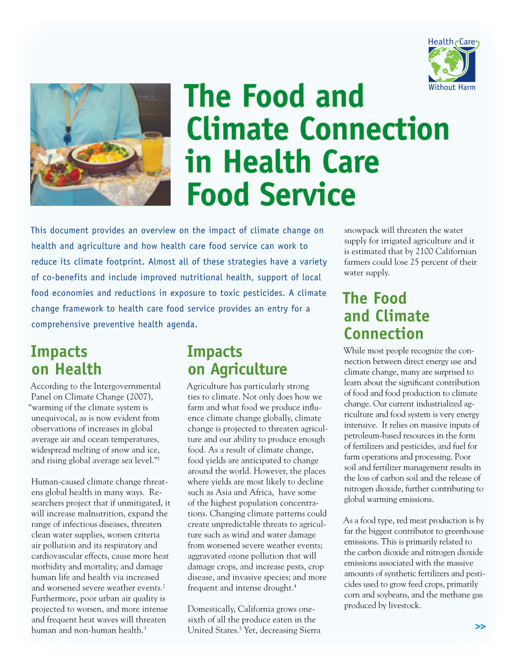 Food Service Climate Change Reduction Strategies