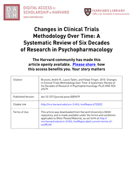 Changes in Clinical Trials Methodology Over Time: a Systematic Review of Six Decades of Research in Psychopharmacology
