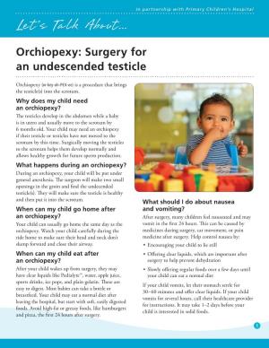 Orchiopexy: Surgery for an Undescended Testicle