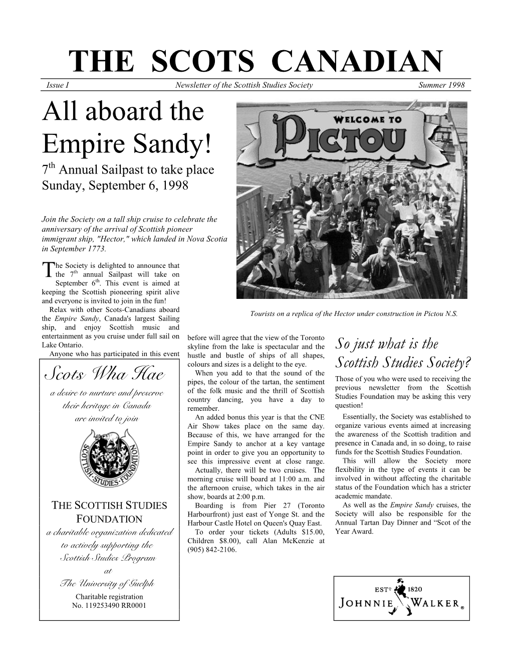 Summer 1998 All Aboard the Empire Sandy! 7Th Annual Sailpast to Take Place Sunday, September 6, 1998