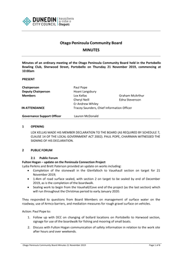 Minutes of Otago Peninsula Community Board
