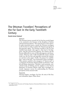The Ottoman Travellers' Perceptions of the Far East in the Early