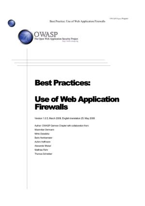 Best Practices: Use of Web Application Firewalls