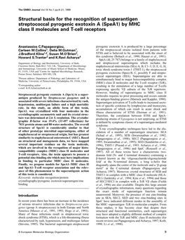 (Spea1) by MHC Class II Molecules and T-Cell Receptors