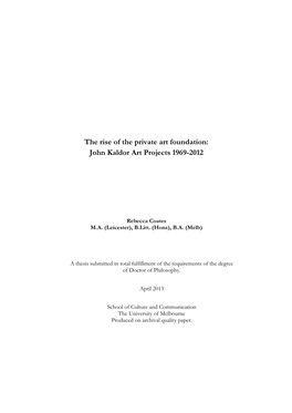 John Kaldor Art Projects 1969-2012