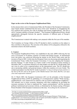 Paper on the Review of the European Neighbourhood Policy in The