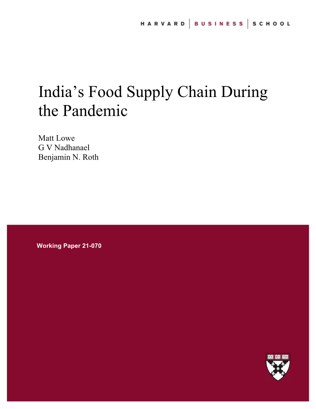 India's Food Supply Chain During the Pandemic