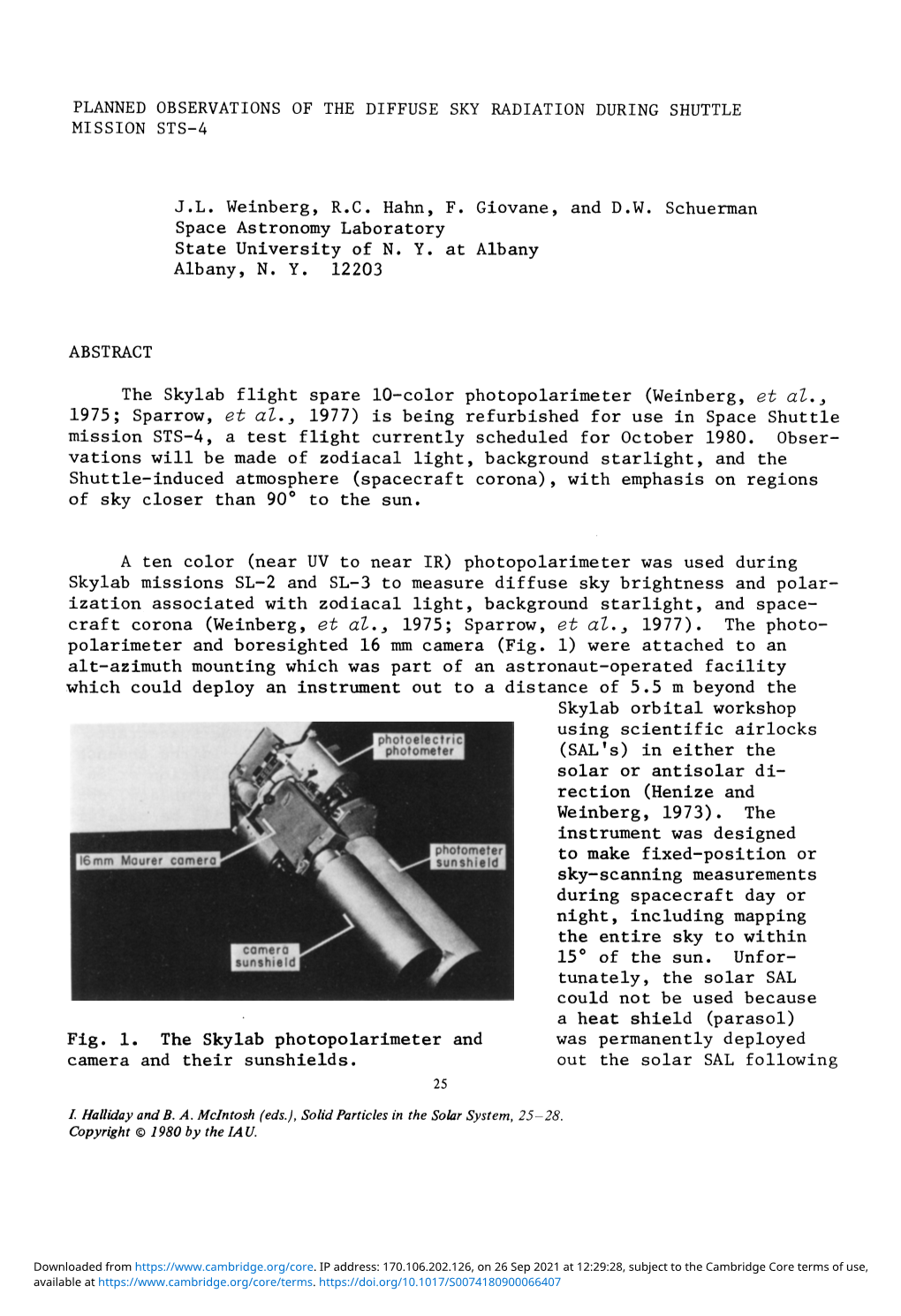 Planned Observations of the Diffuse Sky Radiation During Shuttle Mission Sts-4