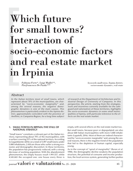 Which Future for Small Towns? Interaction of Socio-Economic Factors and Real Estate Market in Irpinia