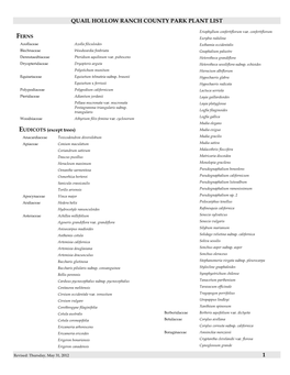 Quail Hollow Ranch County Park Plant List 1
