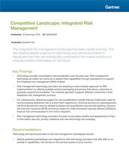 Competitive Landscape: Integrated Risk Management
