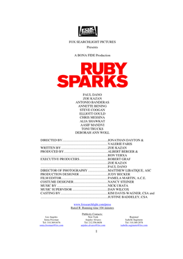 Ruby Sparks Production Notes Final