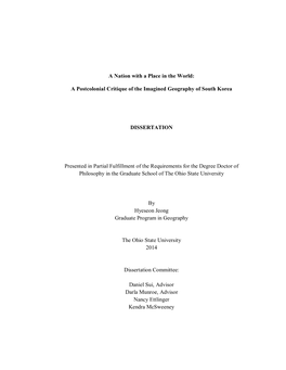 A Postcolonial Critique of the Imagined Geography of South Korea