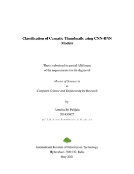 Classification of Carnatic Thumbnails Using CNN-RNN Models