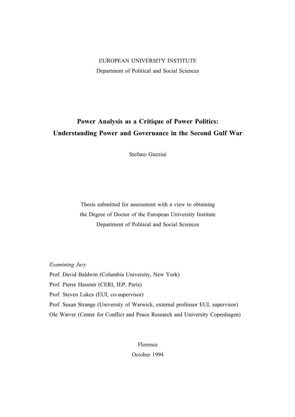 Power Analysis As a Critique of Power Politics: Understanding Power and Governance in the Second Gulf War