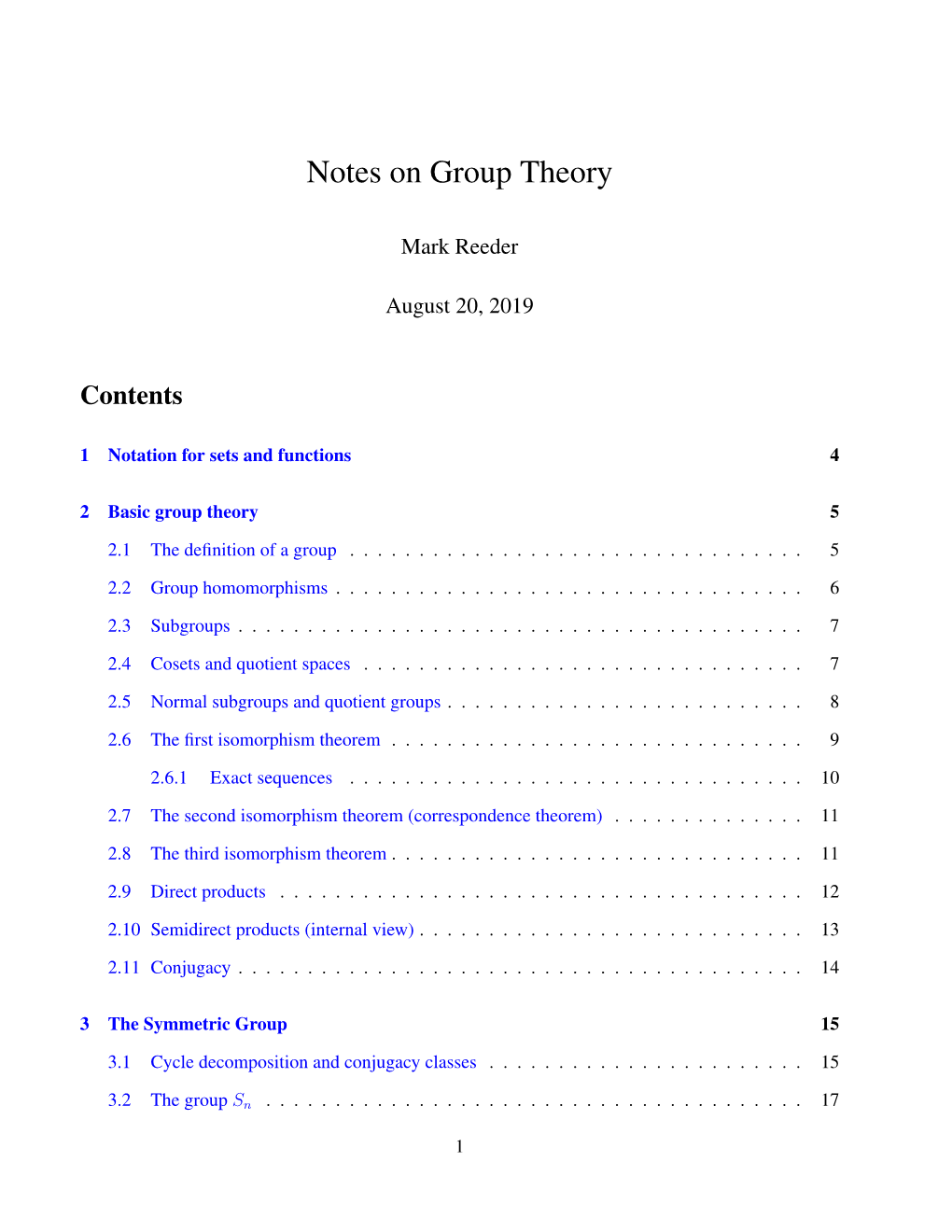 Notes on Group Theory