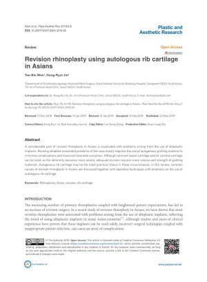 Revision Rhinoplasty Using Autologous Rib Cartilage in Asians
