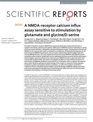 A NMDA-Receptor Calcium Influx Assay Sensitive to Stimulation By