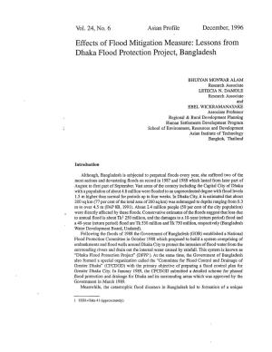 Effects of Flood Mitigation Measure: Lessons from Dhaka Flood Protection Project, Bangladesh