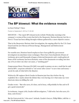 The BP Blowout: What the Evidence Reveals | Kvue.Com | KVUE News