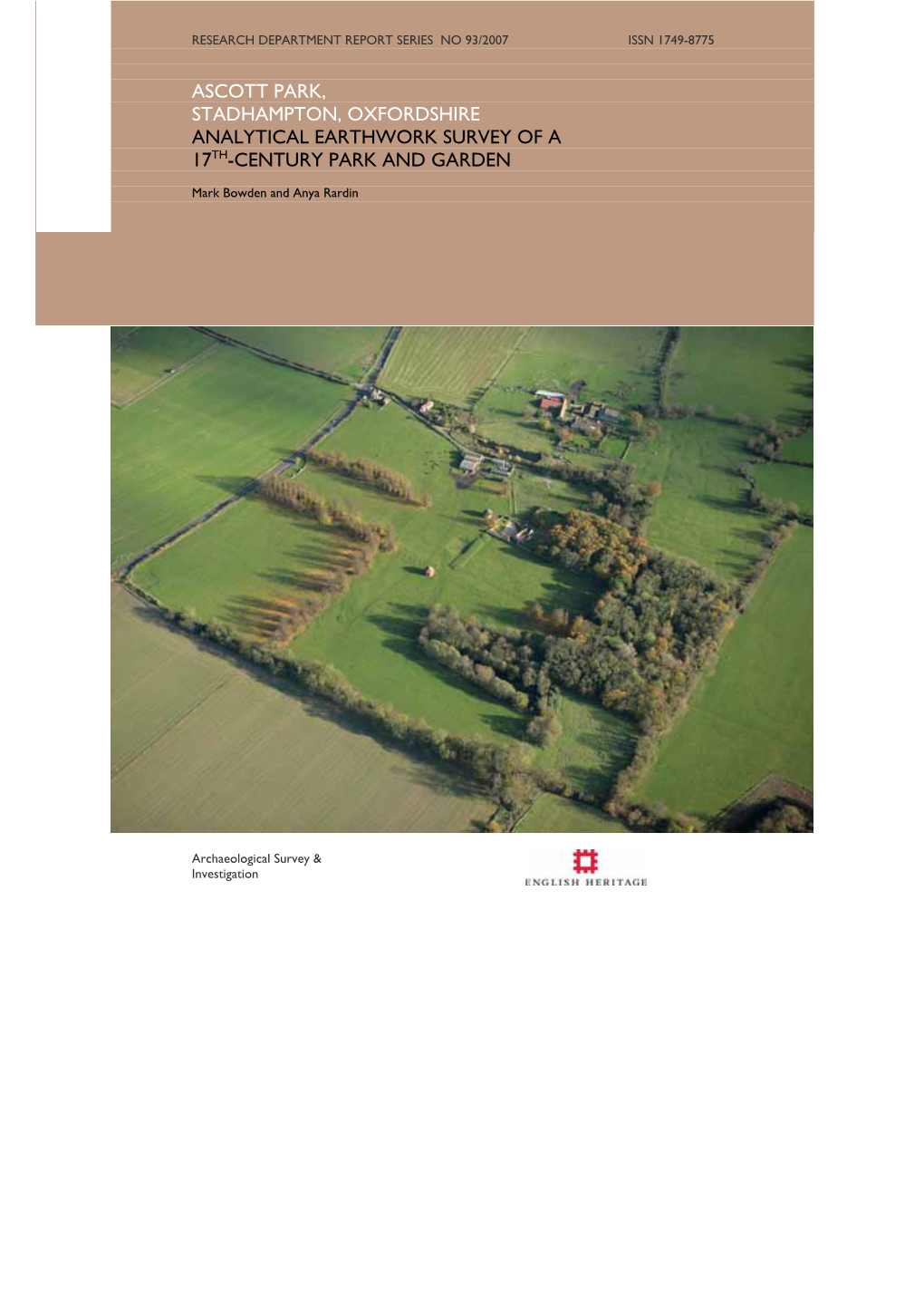 Ascott Park, Stadhampton, Oxfordshire Analytical Earthwork Survey of a 17Th-Century Park and Garden