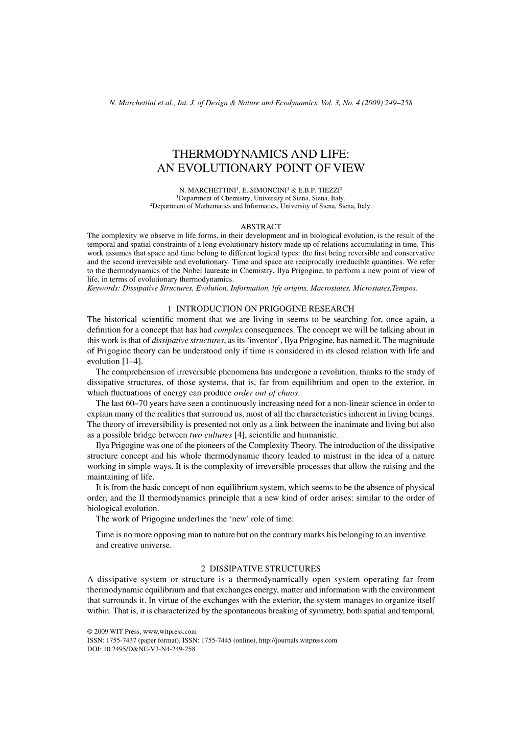 Thermodynamics and Life: an Evolutionary Point of View