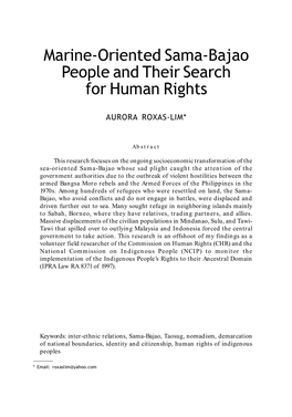 Marine-Oriented Sama-Bajao People and Their Search for Human Rights