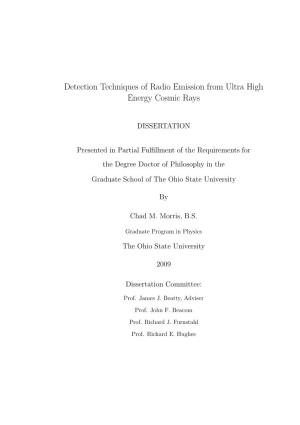 Detection Techniques of Radio Emission from Ultra High Energy Cosmic Rays