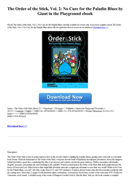 The Order of the Stick, Vol. 2: No Cure for the Paladin Blues by Giant in the Playground Ebook