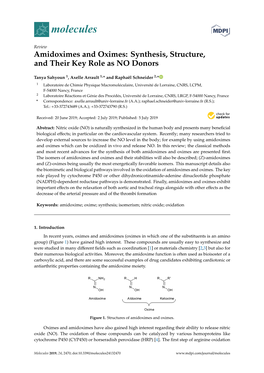 Amidoximes and Oximes: Synthesis, Synthesis, Structure, and Theirand Their Key Keyrole Role As NO As Donors NO Donors