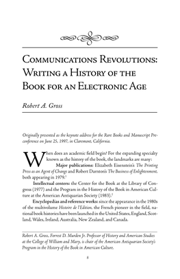 Writing a History of the Book for an Electronic Age