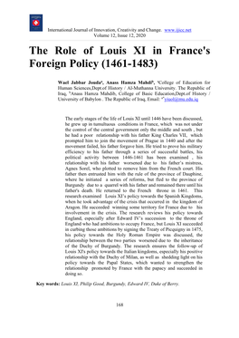 The Role of Louis XI in France's Foreign Policy (1461-1483)