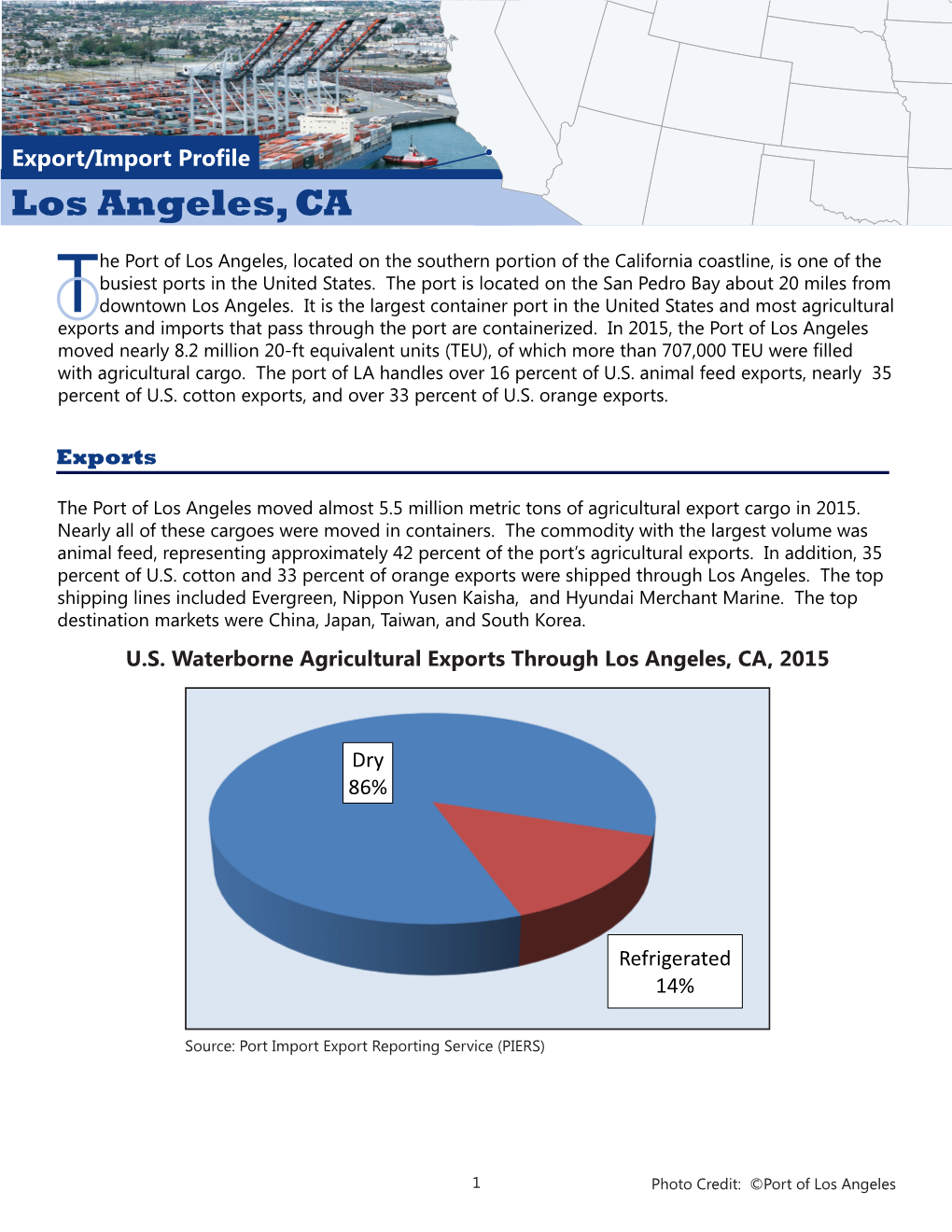 The Port of Los Angeles, Located on the Southern Portion of the California Coastline, Is One Of