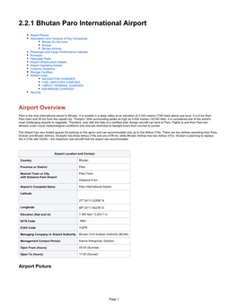 2.2.1 Bhutan Paro International Airport