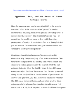 Hypotheses, Facts, and the Nature of Science by Douglas Futuyma How