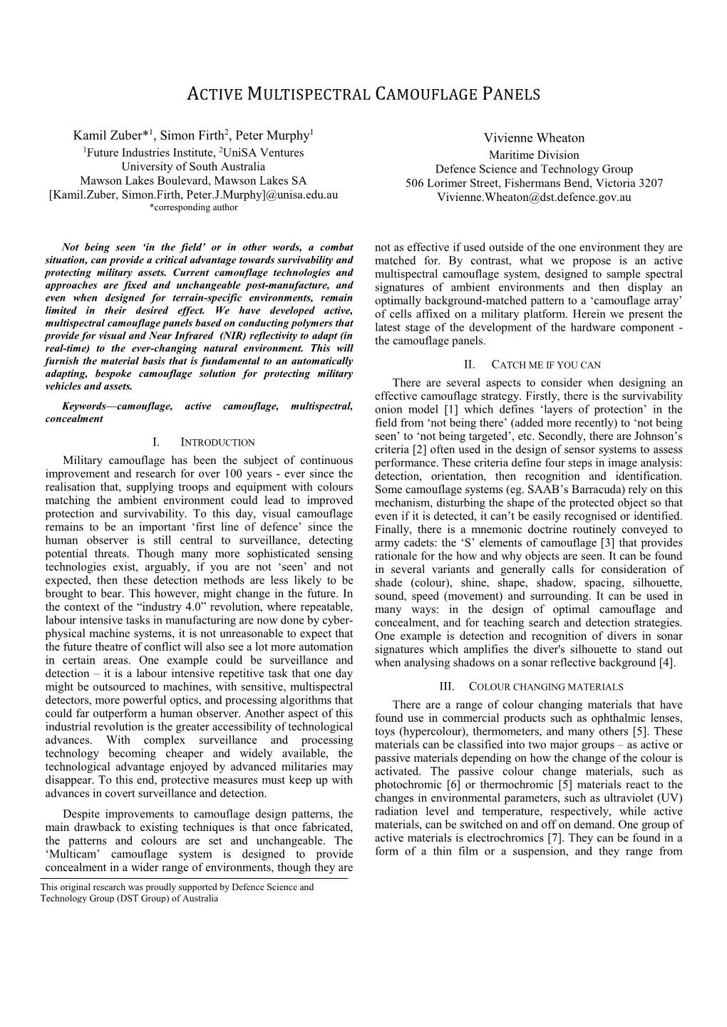 Active Multispectral Camouflage Panels