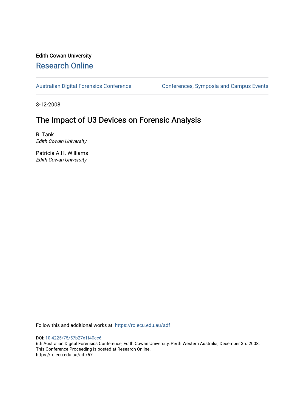 The Impact of U3 Devices on Forensic Analysis