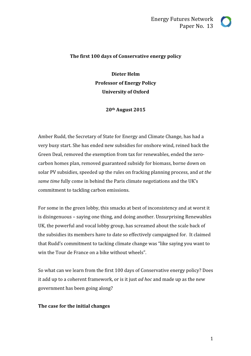 Energy Futures Network Paper No. 13