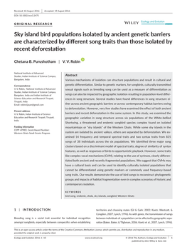 Sky Island Bird Populations Isolated by Ancient Genetic Barriers Are Characterized by Different Song Traits Than Those Isolated by Recent Deforestation