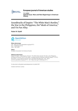 European Journal of American Studies, 7-2 | 2012 Soundtracks of Empire: “The White Man’S Burden,” the War in the Philippines,