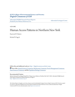 Human Access Patterns in Northern New York Raymond D