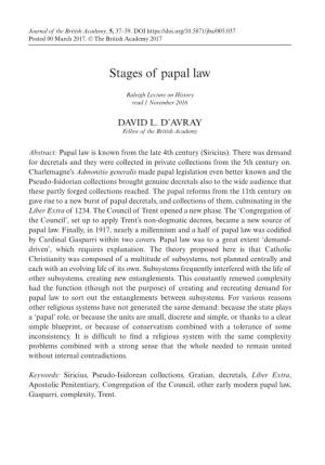 Stages of Papal Law
