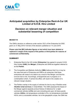 Enterprise Rent-A-Car UK S.H.B Hire: Full Text Decision