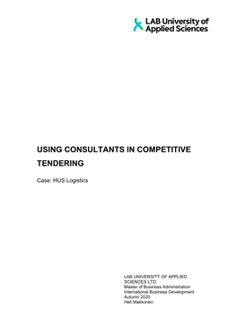 Using Consultants in Competitive Tendering