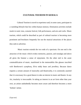 Cultural Tourism in Kerala