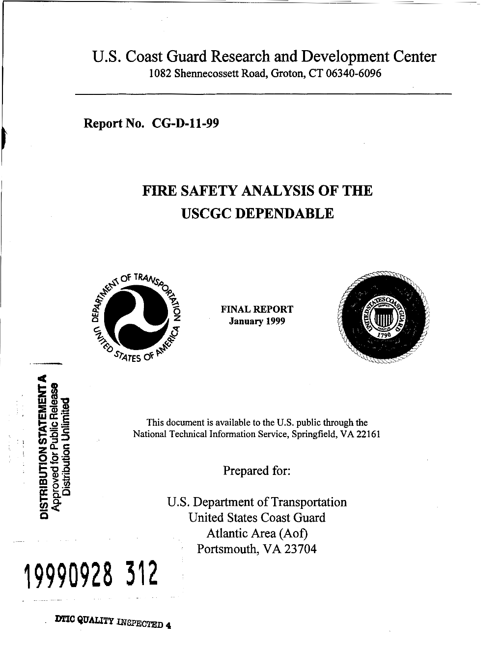 Fire Safety Analysis of the Uscgc Dependable
